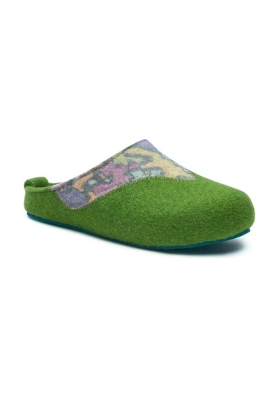 Comfortfusse Pinesh - Kadın Ortopedik Yün Keçe Sabo Ev Terliği Yeşil Yün