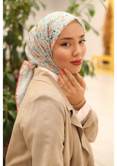 Silk Home Karanfil Desen Soft Pamuk Eşarp Su Yeşili
