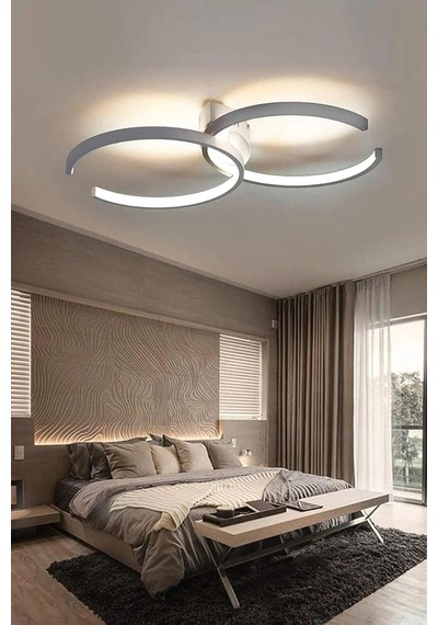Legacy Duru Modern Tasarım Beyaz Renk Salon Mutfak Hol Beyaz Led 2 Li Avize Beyaz 55 X 35 Diğer