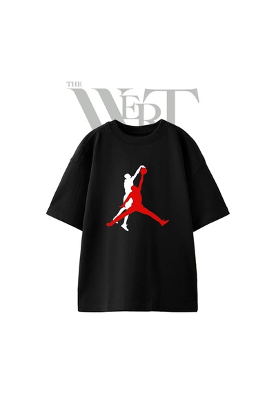 Thewert Basketbol Smac Tasarım Baskılı Ünisex Siyah Oversize T-shirt