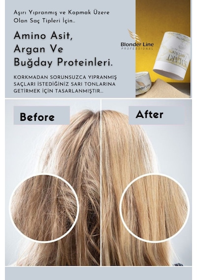 Yanmış, Yıpranmış Ve İşlem Görmüş Tüm Saçlar İçin Argan Yağlı Akıllı Toz Saç Açıcı Sarı - 500 Gr