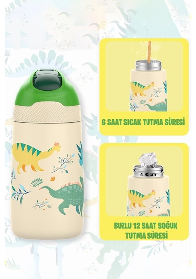 Vagonlife Çocuk 350 Ml Pipetli Çelik Matara Paslanmaz Çelik Termos 5 Farklı Renk 2055-350ml 001