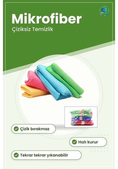 Mikrofiber Temizlik Bezi Çiziksiz Yüksek Emicilik Cam Mutfak Bany Çok Renkli