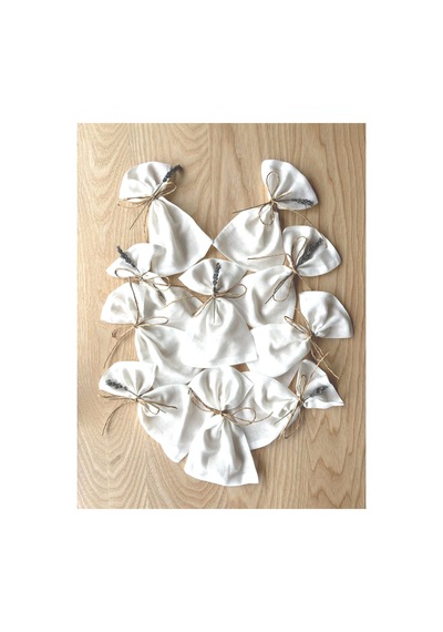 Doğal Pamuk Tülbent Lavanta Kesesi 11x18 Cm - 10'lu Set, Jüt İpli, Boş Kese, Kına & Düğün İçin Beyaz