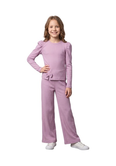 New Kids Kız Takım Çocuk Uzun Kol Glk Fiyonk Detaylı Kız Takım -91226 Gül Kurusu