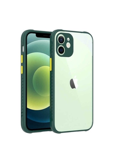 Apple Uyumlu iPhone 12 Kılıf Zore Kaff Kapak Koyu Yeşil