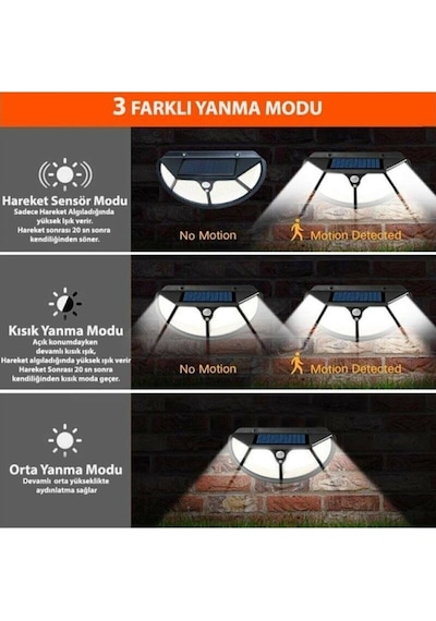 Güneş Enerjili Hareket Sensörlü 102 Led Bahçe Lambası (527700402) Diğer