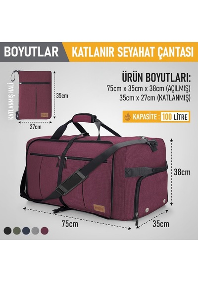 Xmlbayiciniz Katlanabilir Seyahat Çantası, Bavul Valiz Büyük Boy El Bagajı Kadın Seyahat Çantası, Ayakkabı Bölmeli Hafta So Çok Renkli