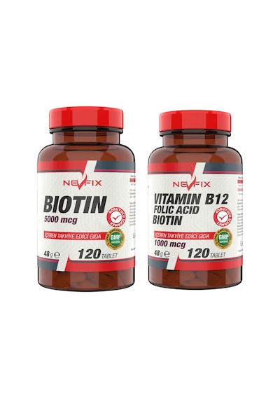 Nevfix B12 Folic Acid&Biotin 120 Tablet Biotin 5000 Mcg 120 Table