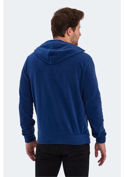 Slazenger Samson 2 Li Set Erkek Fermuarlı Kapüşonlu Cepli Sweatshırt Siyah - İndigo