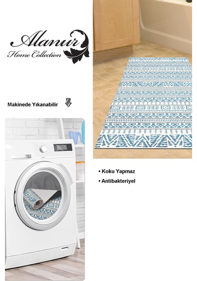 Dekoreko Kaymaz Taban Djt Banyo Halısı Trend Iskandinav F5082 lacivert