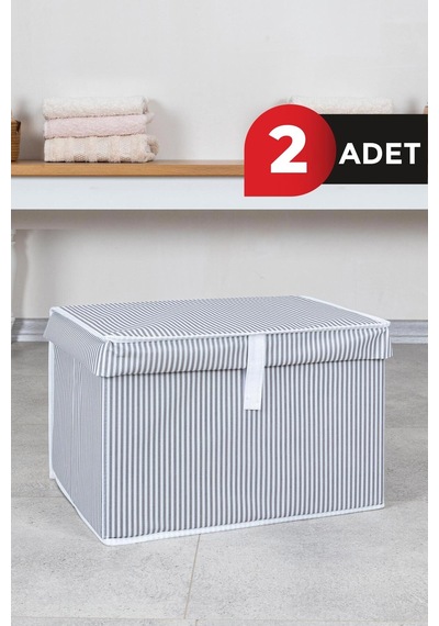 2 Adet Kapaklı Mini Çok Amaçlı Çamaşır-saklama-düzenleme Vb Hurç, Kutu Mini Gri Tela 30 X 40 Gri Tr Diğer