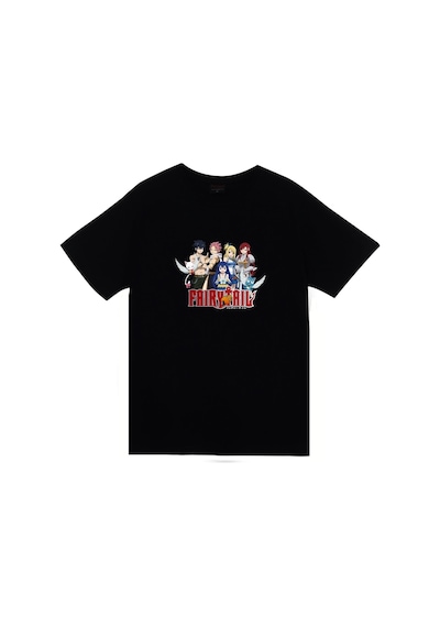 Fairy Tail Anime Baskılı Unisex %100 Pamuk Siyah T-shirt SIYAH
