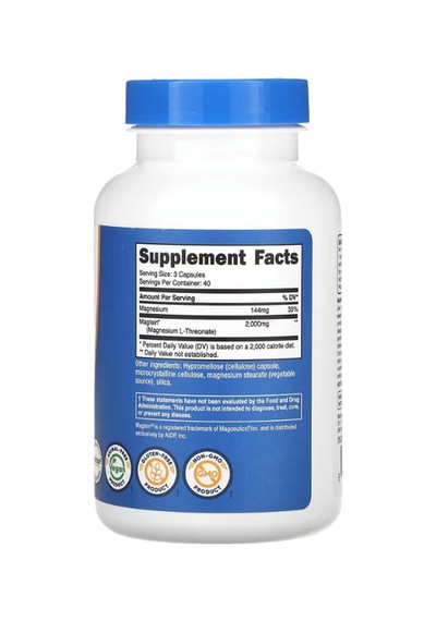 Nutricost Magtein Magnesium L-threonate 2000mg 120 Capsul.us...