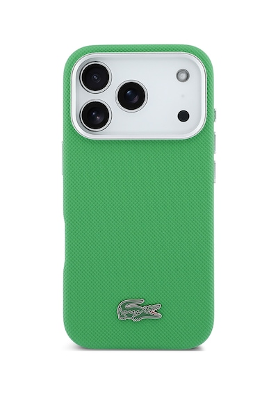 Apple iPhone 17 Pro Kılıf Lacoste Lisanslı M-safe Uyumlu Pvc Pike Desenli İkonik Timsah Logolu Kapak Yeşil