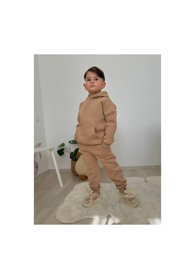 Jeliboomkidswear Kapşonlu Erkek 2li Takım Bej