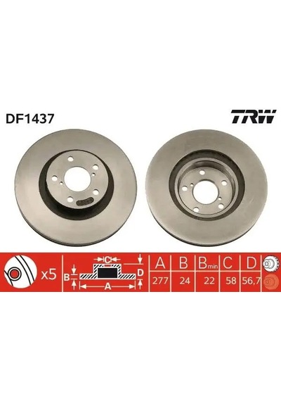 Subaru Legacy 5 Fren Diski On 2010-2014 Trw Df1437 2adettir