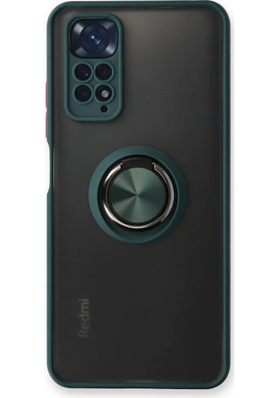 Xiaomi Redmi Note 11 Kılıf Montreal Yüzüklü Silikon Kapak - Yeşil Düz Renkli