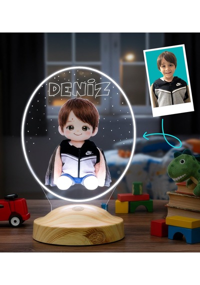 Çocuk Fotoğrafından Peluş Lambaya Dönüşen Kişiye Özel Led Lamba Yapay Zeka Destekli Renkli Çocuk Odası Hediyesi
