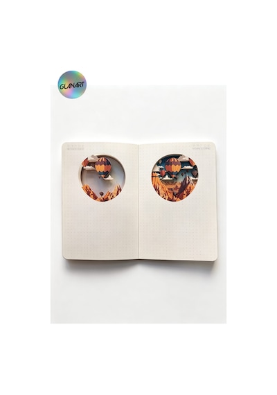 Hediyelik Lüks Oval Desen Kesimli Çizgisiz Not Hatıra Defteri 60 Yaprak 13,5x20,5 Cm Kapadokya Kesim