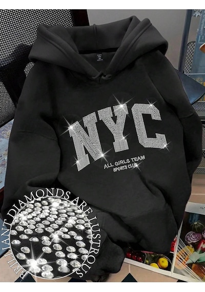 Startmore Reshift Plus Size Women's Slogan Letter 'nyc All Gırls Team Sports Club' City Name Graphic Rh Çok Renkli