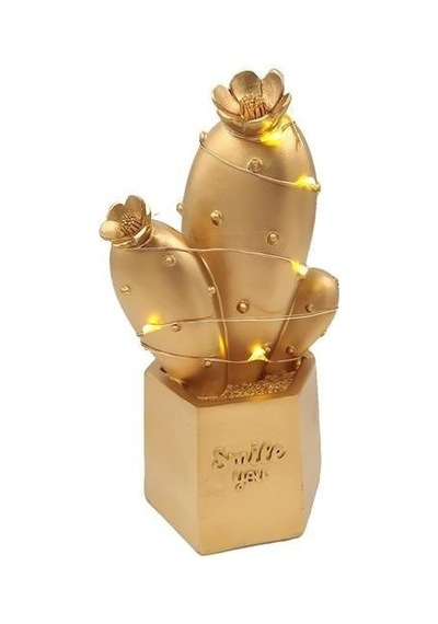 Buffer Led Işıklı Sevimli Kaktüs Dekoratif Masa Lambası Mini Biblo Gece Lambası Gold Çok Renkli
