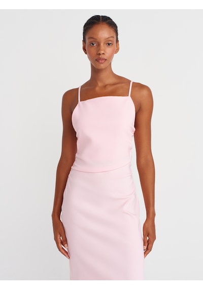 Dilvin 91479 Büzgülü Midi Elbise-toz Pembe Toz Pembe