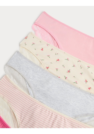 Marks & Spencer 5'li Dantel Detaylı Brazilian Külot Seti T61005184B Pembe Mix