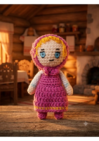 Afacan Kız Amigurumi Örgü Oyuncak -Çizgi Film Karakteri Hediyelik Figür 11 Cm