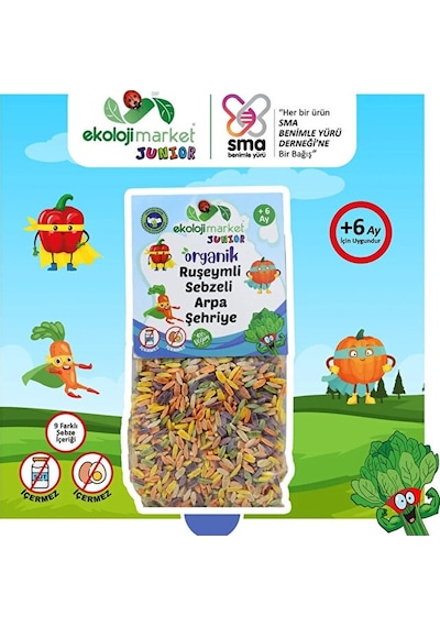 Ekoloji Market Organik Ruşeymli Sebzeli Bebek Makarnası Arpa Şehriye 2 x 250 G