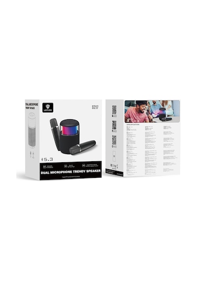 Lenyes S217 Rgb Işıklı Karaoke Mikrofonlu Bluetooth Speaker Hoparlör V5.3 Siyah