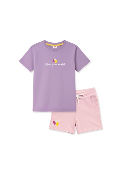 Haribo Lisanslı Ayıcık Ve Yazı Baskılı T-shirt Şort Takım Lila
