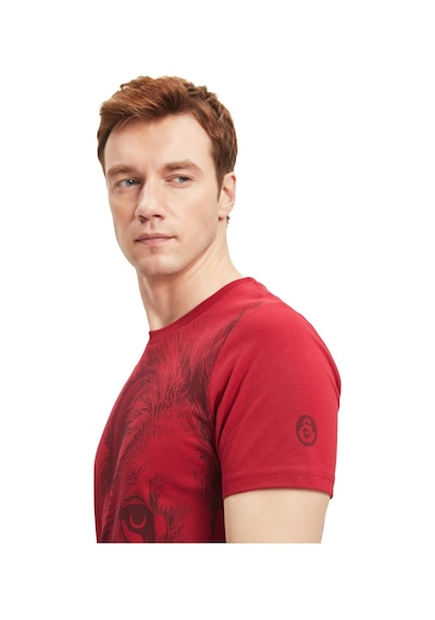 Galatasaray Lisanslı Aslan Baskılı T-shirt Kırmızı.
