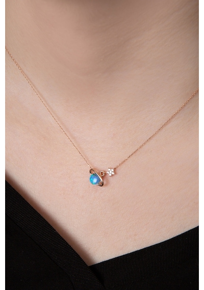 Papatya Silver 925 Ayar Opal Taşlı Gezegen Gümüş Kolye
