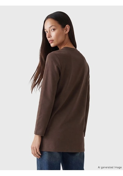 Lc Waikiki Kahverengi Bisiklet Yaka Kadın Sweatshirt Tunik