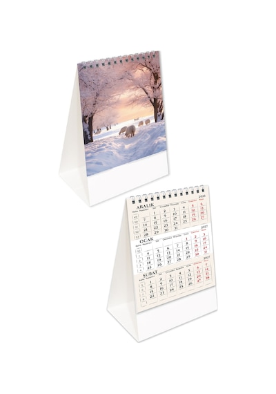 2027 Mevsimler Piramit Masa Takvimi Dikey Masaüstü Takvim 12x19,5 Cm