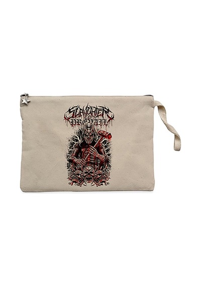 Slaughter To Prevail Skull Krem Clutch Cüzdan / El Çantası Krem