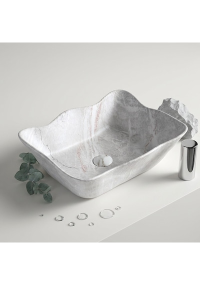 Ey-4810m Mermer Desenli Tezgah Üstü Lavabo Renkli