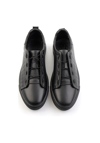 Siyah Hakiki Deri Erkek Sneaker E01535125703 Siyah