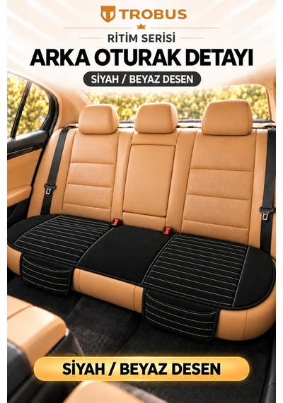 Trobus Ritim Hyundai H100 1994-2012 Baby Face 5'li Koltuk Minderi Siyah Beyaz Desen