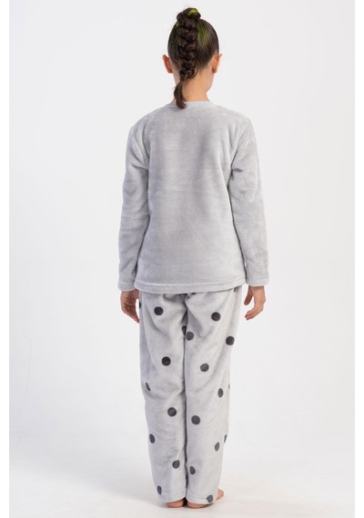 Kız Çocuk Uzun Kol Welsoft Gri Pijama Takım C4t5n1o304 001
