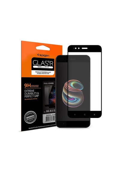 Spigen Mi A1 / Mi 5x İle Uyumlu Cam Ekran Koruyucu Full Cover Glass Black