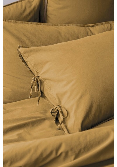 Savanna Mustard Yıkanmış %100 Pamuk Poplin Çift Kişilik Nevresim Takımı