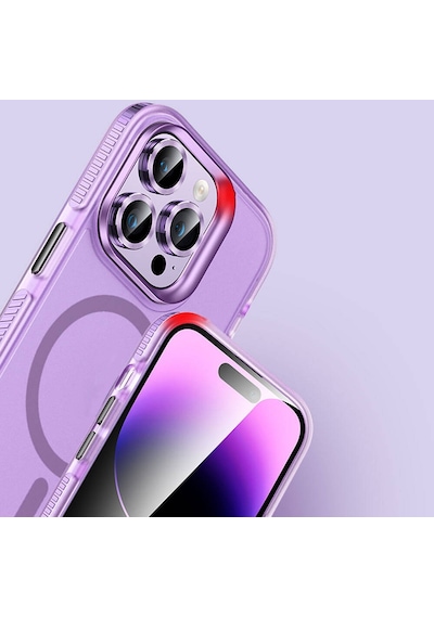 Apple Uyumlu iPhone 15 Pro Max Kılıf Airbagli Magsafe Wireless Şarj Özellikli Lens Koruyuculu Zore Klaptika Kapak
