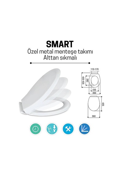 Klozet Kapağı Smart Yavaş Kapanır Beyaz