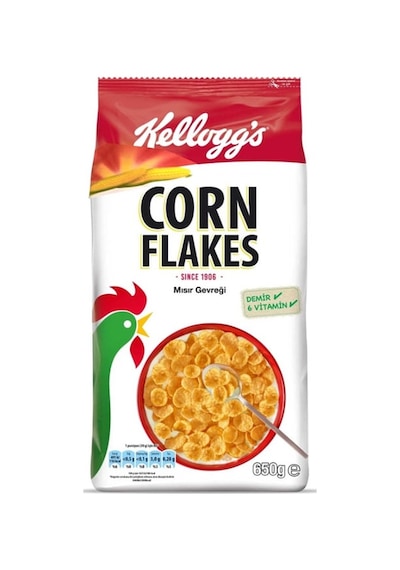 Kellogg's Corn Flakes Kahvaltılık Mısır Gevreği 650 Gr,lif Kaynağ 8'li Paket