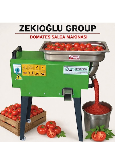 Yeşil Makina Elektrikli Domates Salça Makinesi 3 Hp Sm 500 Saatte 500 Kg Kapasiteli Domates Makinası Salça Makinası