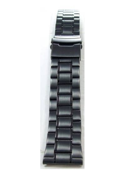 22Mm Siyah Metal Saat Kordonu Çelik Kolçak 1.Kalite Kayış Şeritli