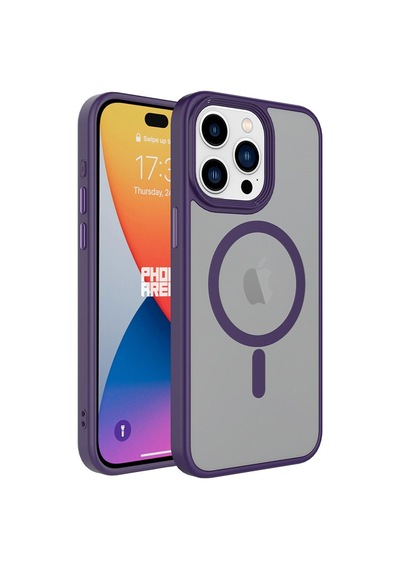 Apple Uyumlu iPhone 15 Pro Max Kılıf Mat Arka Yüzey Wireless Şarj Özellikli Flet Magsafe