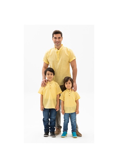 Kısa Kol Şile Bezi Bodrum Erkek T-shirt Sarı 3073 Sarı